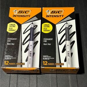 BIC Intensity Pen Fine Tip Permanent Markers, Black 12-Count Pack Bundle Of 2